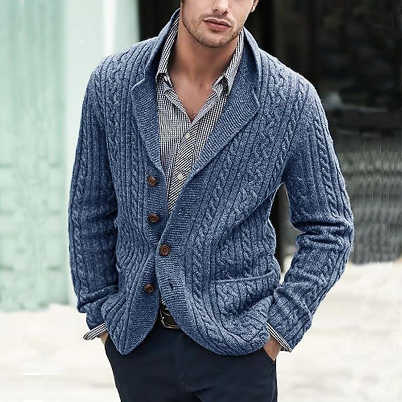Mens Vintage Lapel Single Breasted Knit Casual Cardigan 92022446Z