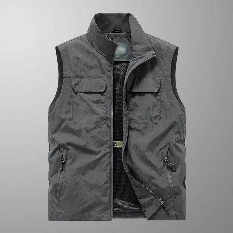 Mens Casual Thin Multi-pocket Loose Quick-Drying Vest 71093627M