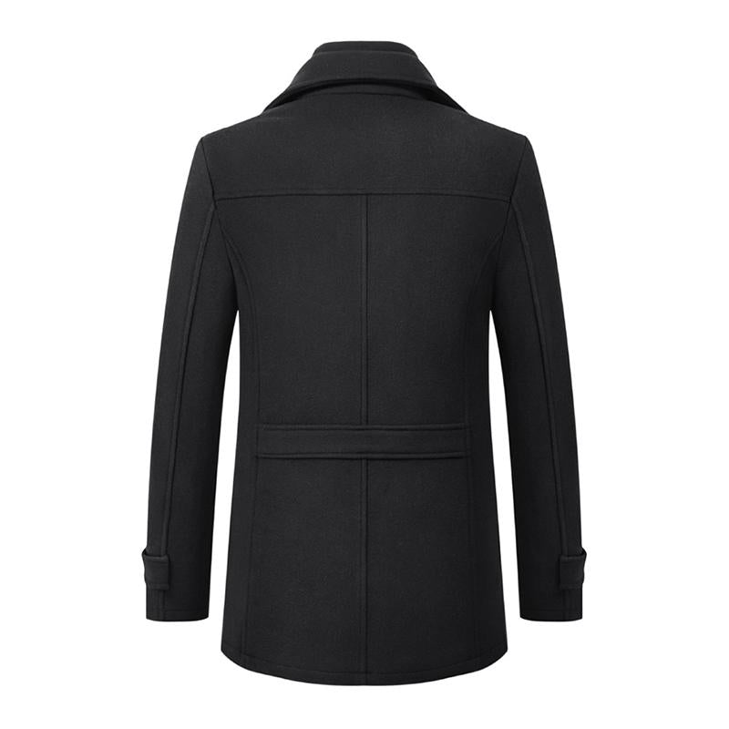 Mens Vintage Woolen Blended Double Collar Zippered Single Breasted Slim Coat 69068984M