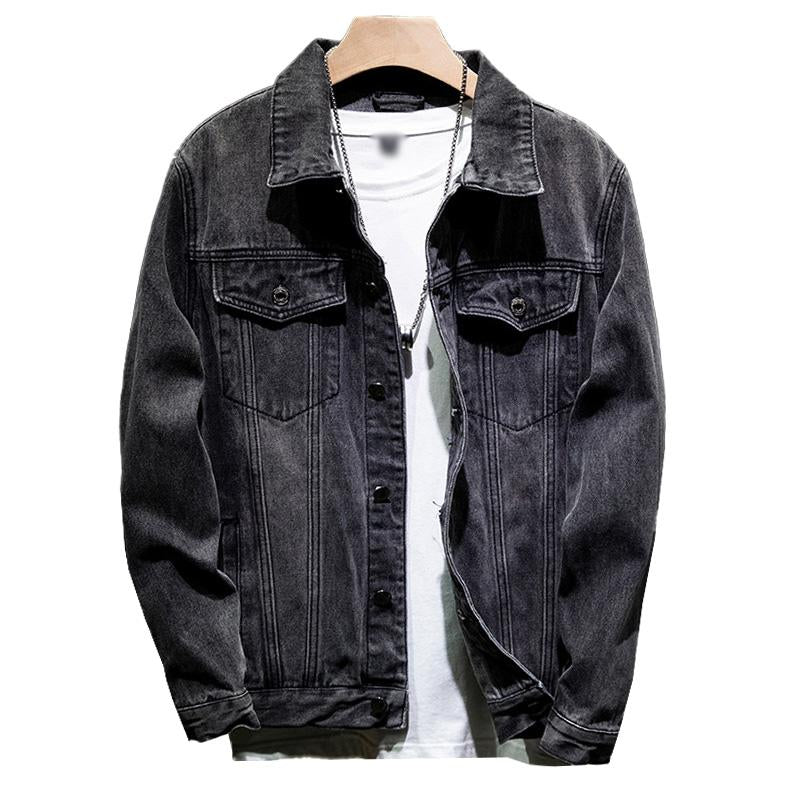 Mens Casual Fit Lapel Long Sleeve Denim Jacket (T-Shirt And Necklace Excluded) 06399940M