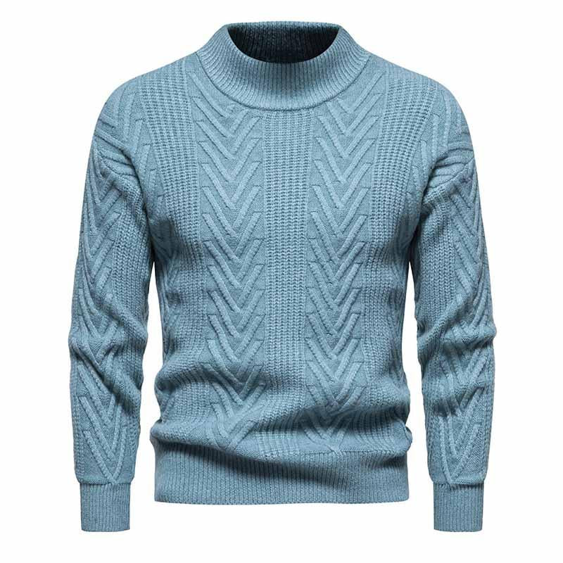 Mens Pullover Half Turtleneck Knitted Solid Color Sweater 82439282X