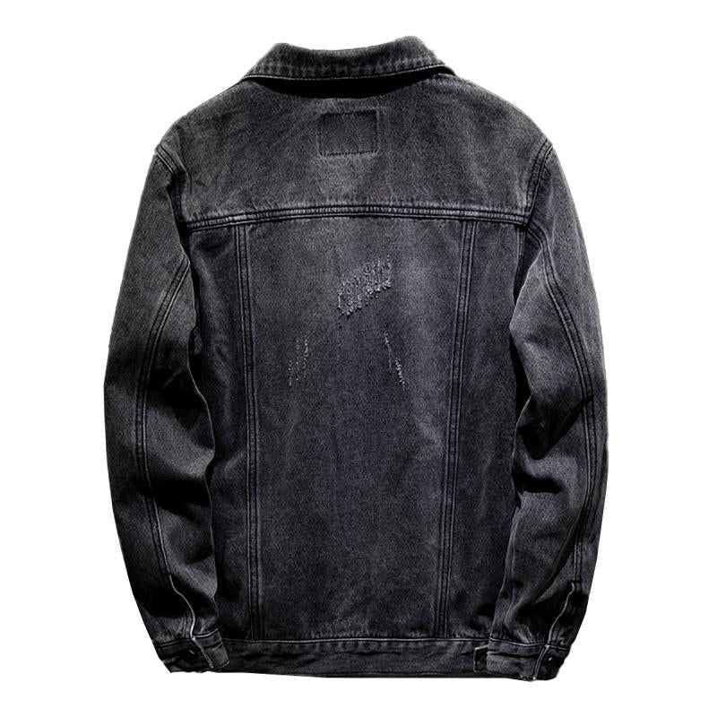 Mens Casual Fit Lapel Long Sleeve Denim Jacket (T-Shirt And Necklace Excluded) 06399940M