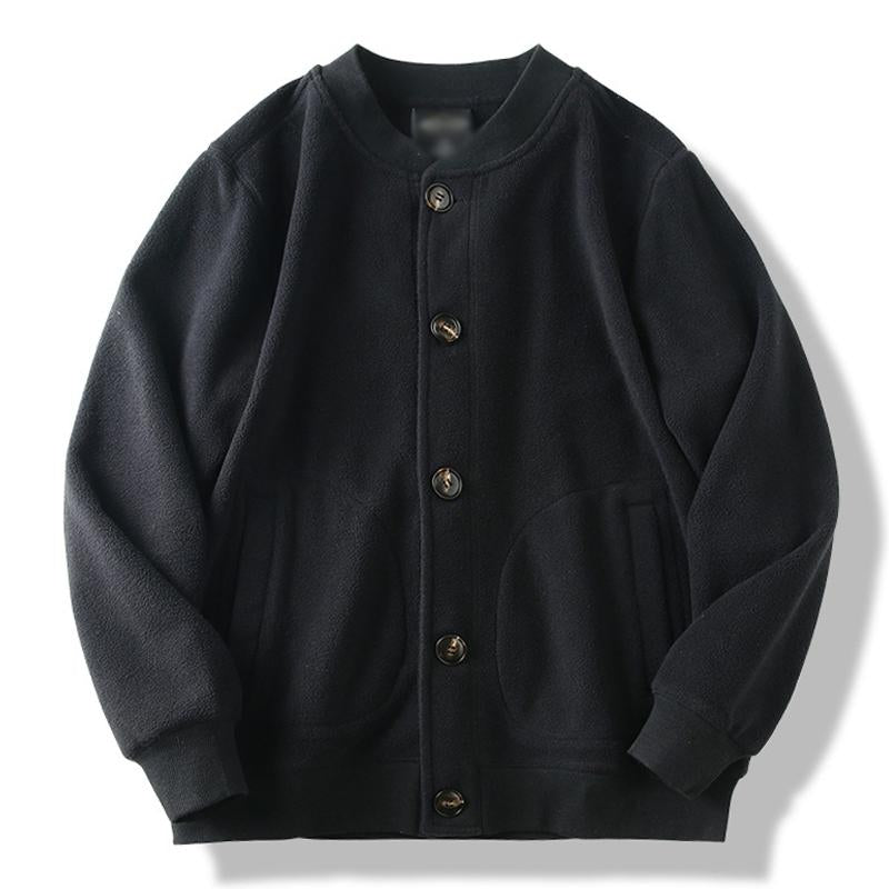 Mens Vintage Casual Solid Color Baseball Collar Warm Loose Thickened Jacket 65150201M