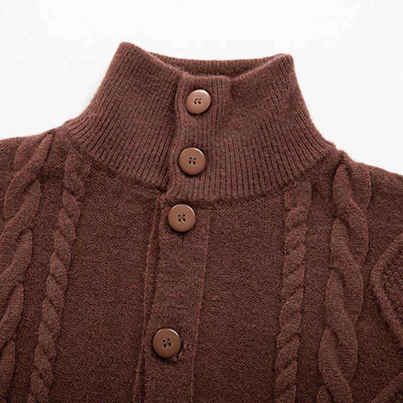 Mens Casual Lapel Single-Breasted Thickened Warm Knitted Cardigan 73185948M