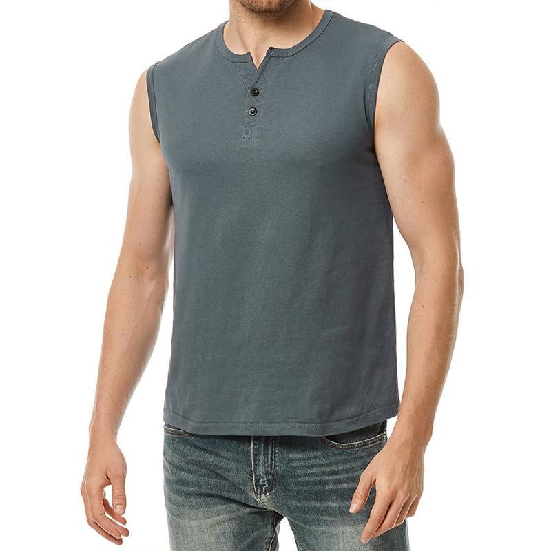 Mens Casual Solid Color Sports Slim Cotton Blend Tank Top 83630157M