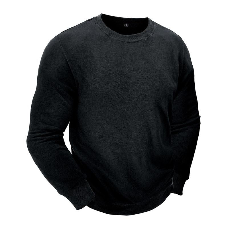 Mens Casual Outdoor Round Neck Fleece Warm Long-Sleeved Sweatshirt 55766743M