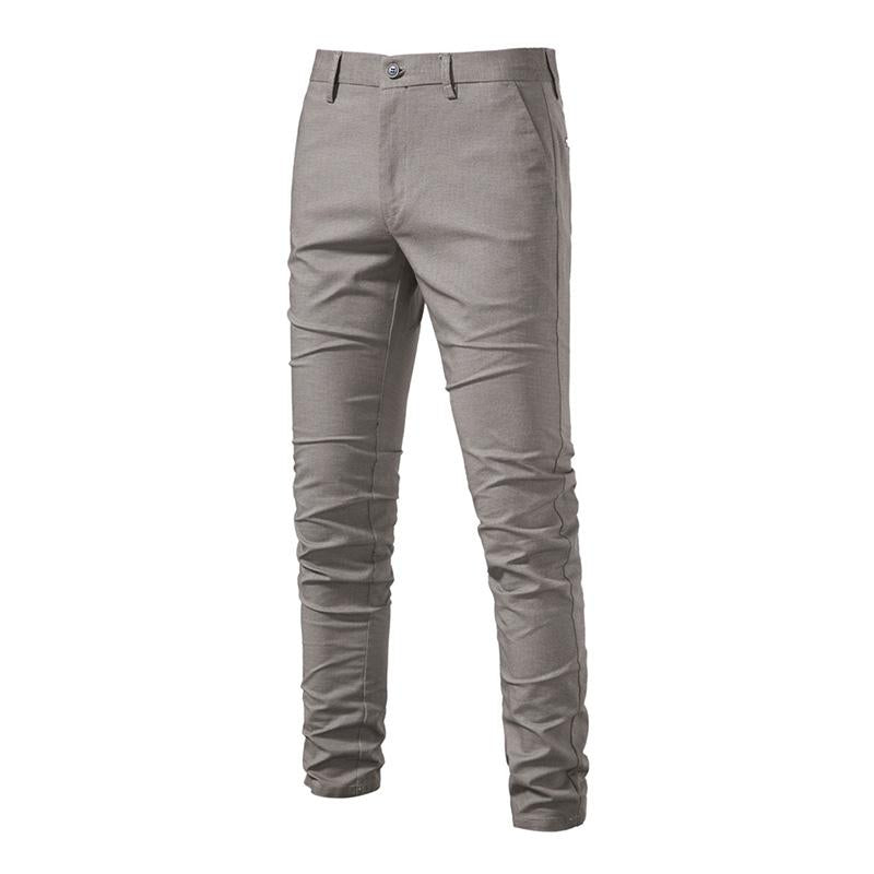 Mens Casual Cotton Breathable Solid Color Business Straight Trousers 23369578M