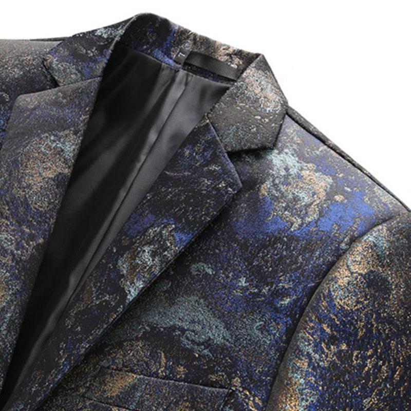 Mens Vintage Printed Lapel One Button Slim Fit Blazer 51780773M