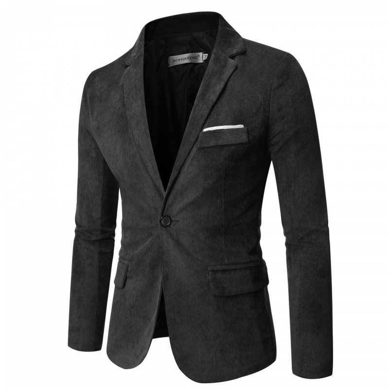 Mens Casual Solid Color Corduroy Lapel Blazer 31425349Y