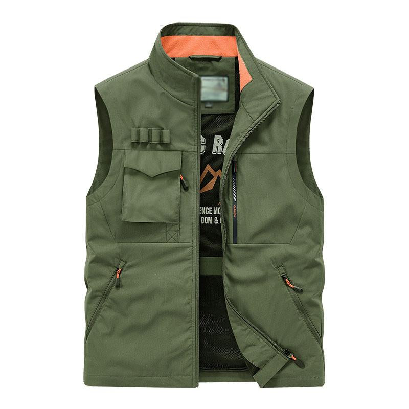 Mens Casual Outdoor Stand Collar Multi-pocket Quick-Dry Work Vest 53577457M