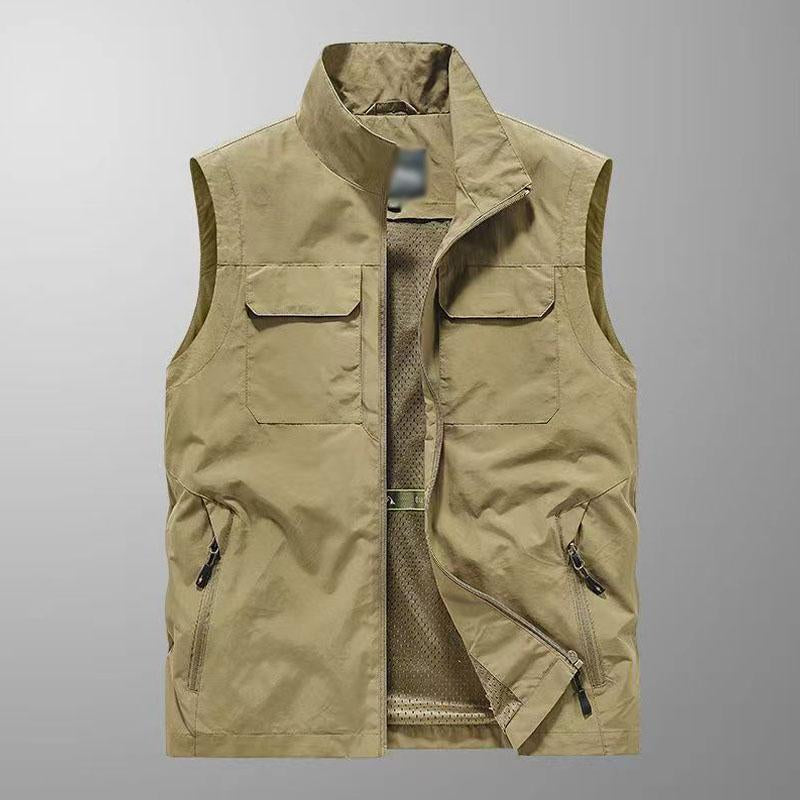Mens Casual Thin Multi-pocket Loose Quick-Drying Vest 71093627M