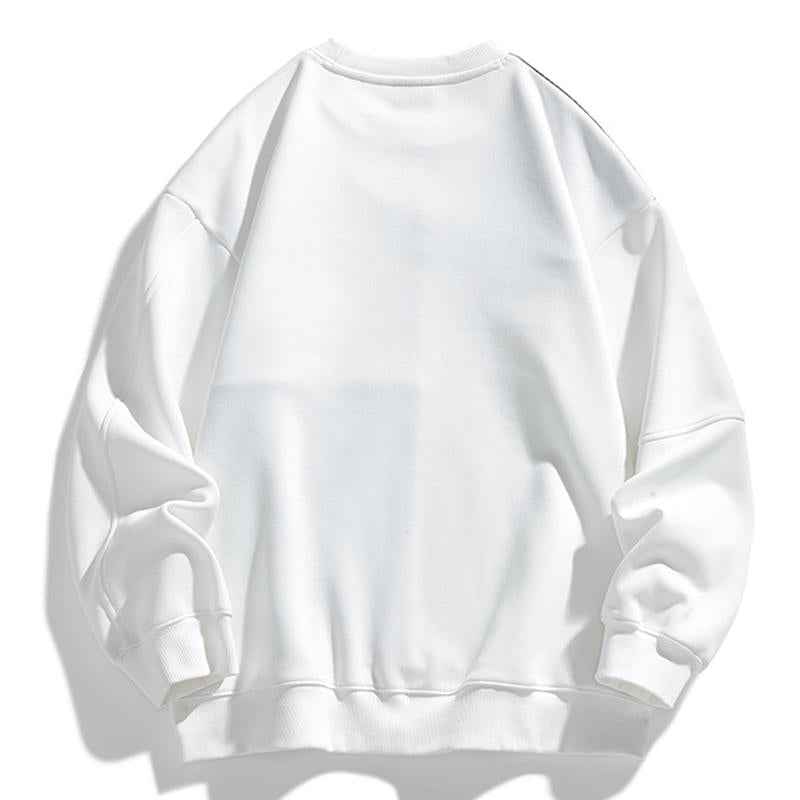 Mens Casual Round Neck Corduroy Contrast Patchwork Loose Sweatshirt 97651605M