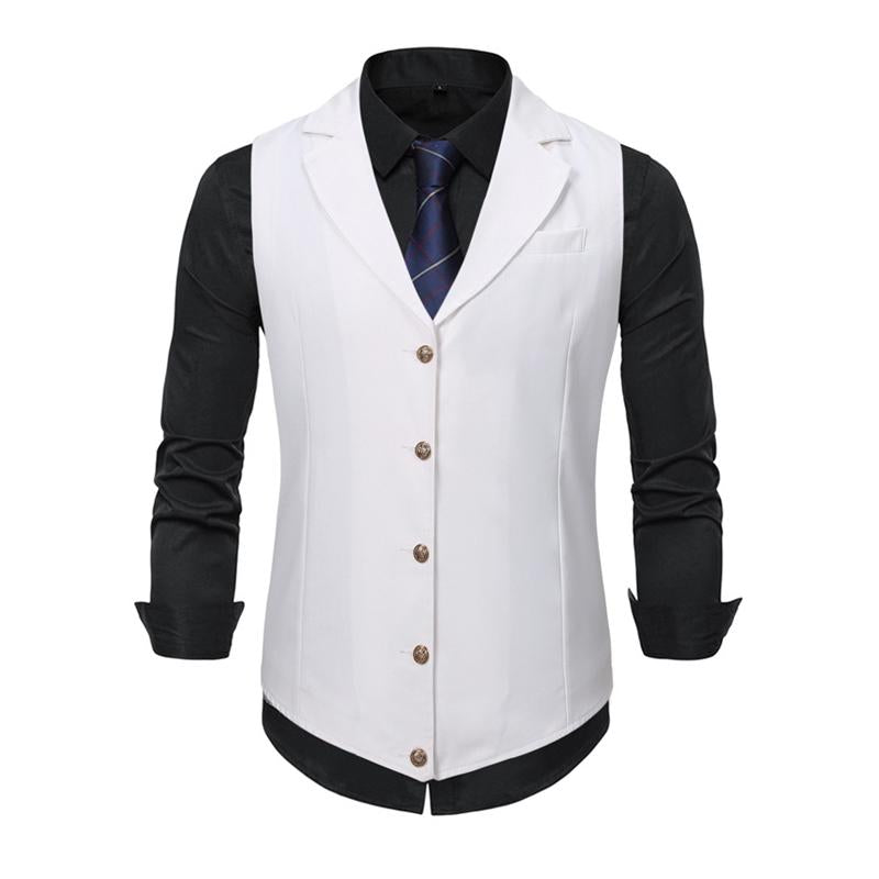 MenS Casual Solid Color Lapel Single Breasted Suit Vest 21178034Y