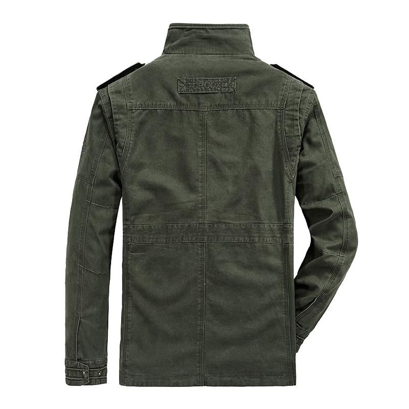 Mens Casual Cotton Stand Collar Zipper Multi-pocket Workwear Outdoor Jacket 87628819M