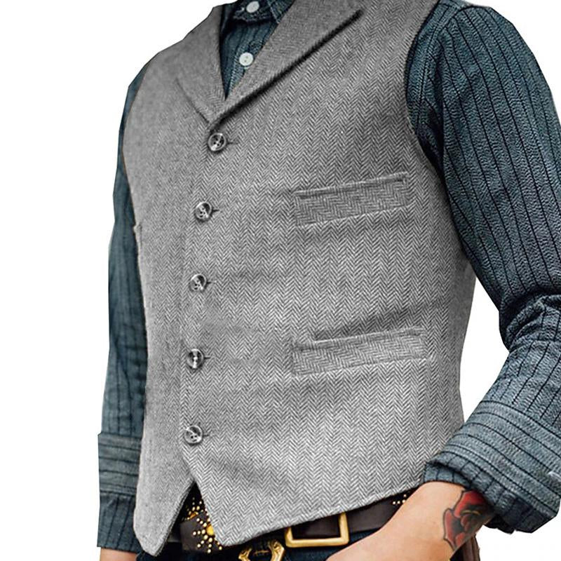 Mens Vintage Solid Color Lapel Vest 84405050Y
