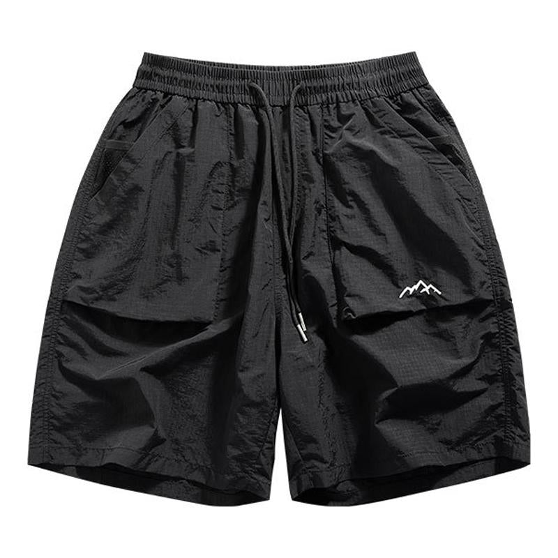 Mens Outdoor Sports Solid Color Multi Pocket Quick Dry Drawstring Shorts 26246353Y