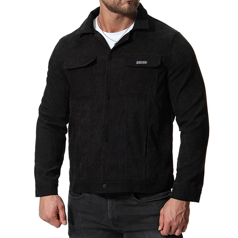 Mens Casual Corduroy Slim Lapel Long Sleeve Jacket 17845290M