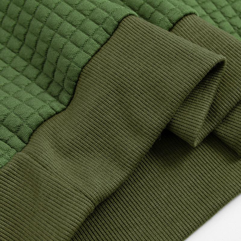 Mens Waffle Round Neck Long Sleeve Pants Two-piece Set 23138814X