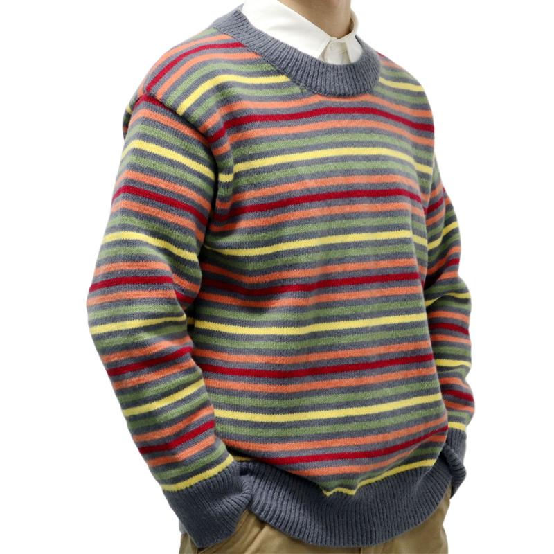 Mens Rainbow Stripe Jacquard Pullover Sweater 08600587X