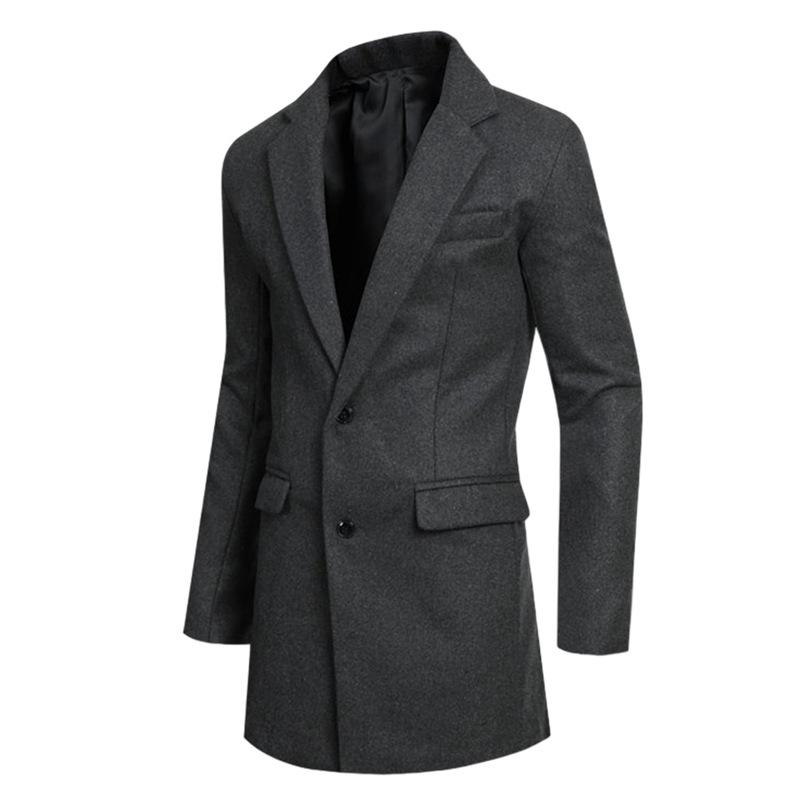 Mens Solid Color Slim Fit Lapel Mid-length Blazer 16926609X