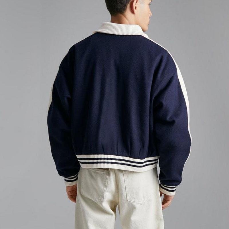 Mens Color Block Lapel Single Breasted Short Casual Jacket 20607681Z