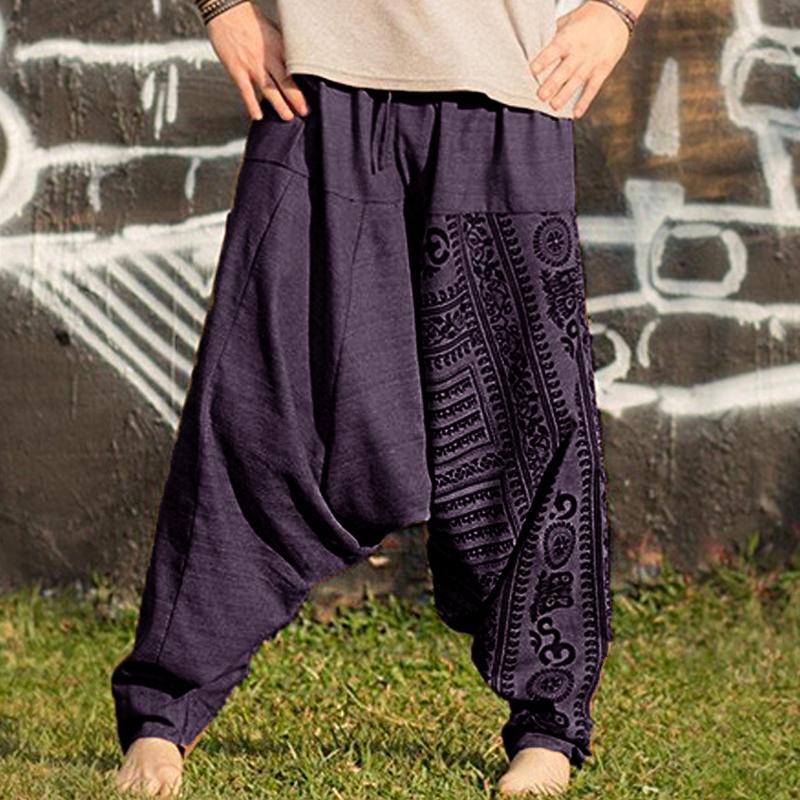 Mens Loose Print Drawstring Baggy Pants 95988351Y