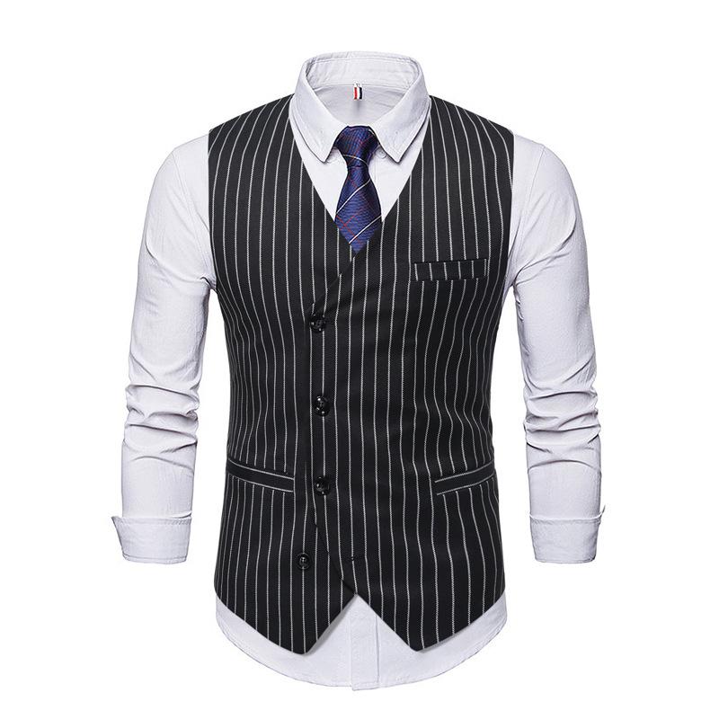 Mens Vintage Striped Single Breasted Suit Vest 87261444Y