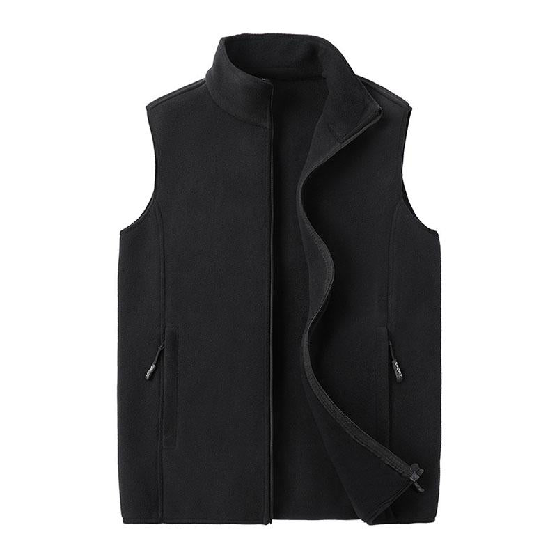 Mens Casual Outdoor Stand Collar Zipper Loose Fleece Vest 79705666M