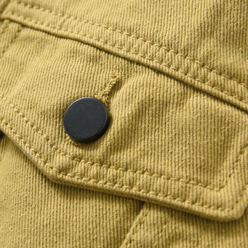 Mens Vintage Solid Lapel Single Breasted Slim Denim Jacket 12833129M