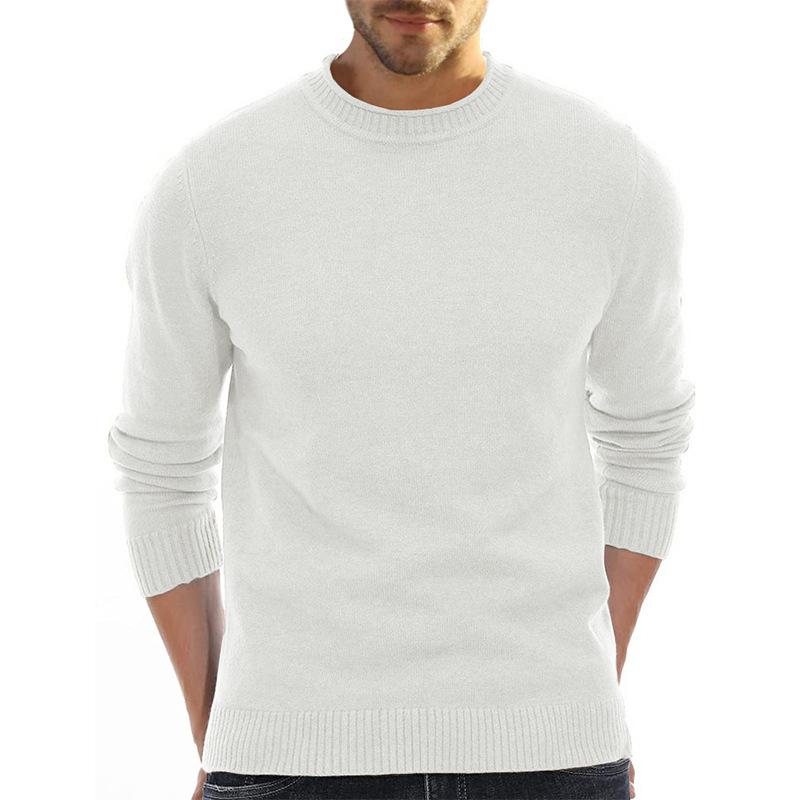 Mens Casual Solid Color Round Neck Long Sleeve Pullover Sweater 40613843M