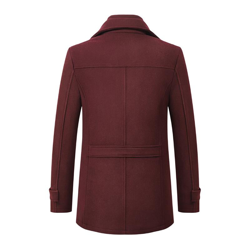 Mens Vintage Woolen Blended Double Collar Zippered Single Breasted Slim Coat 69068984M