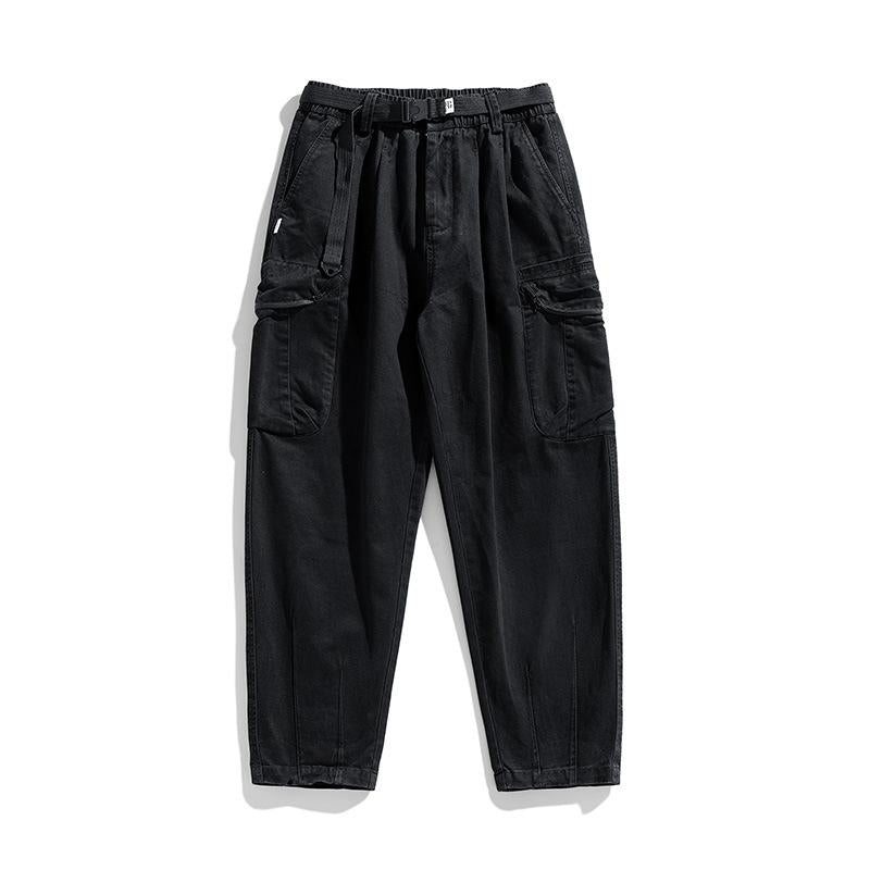 Mens Casual Solid Color Multi-Pocket Washed Cargo Pants 16219387Y