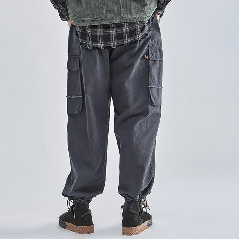 Mens Casual Loose Patchwork Multi-Pocket Cargo Pants  97438189Y