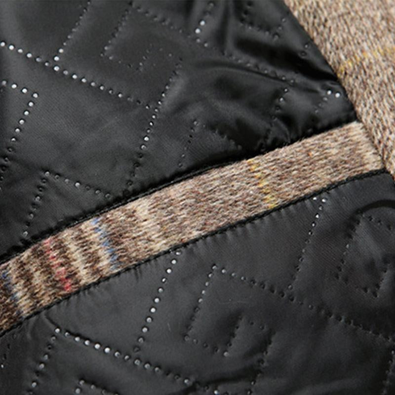 Mens Vintage Lapel Single Breasted Slim Plaid Coat 28720549M