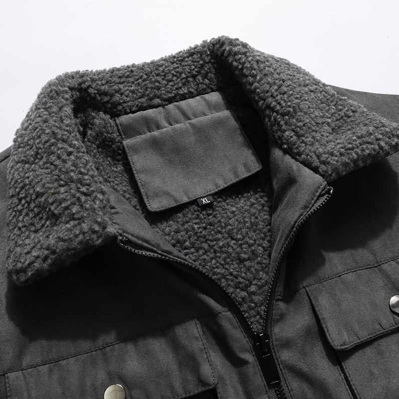 Mens Loose Lapel Plus Fleece Zipper Jacket 11292299X