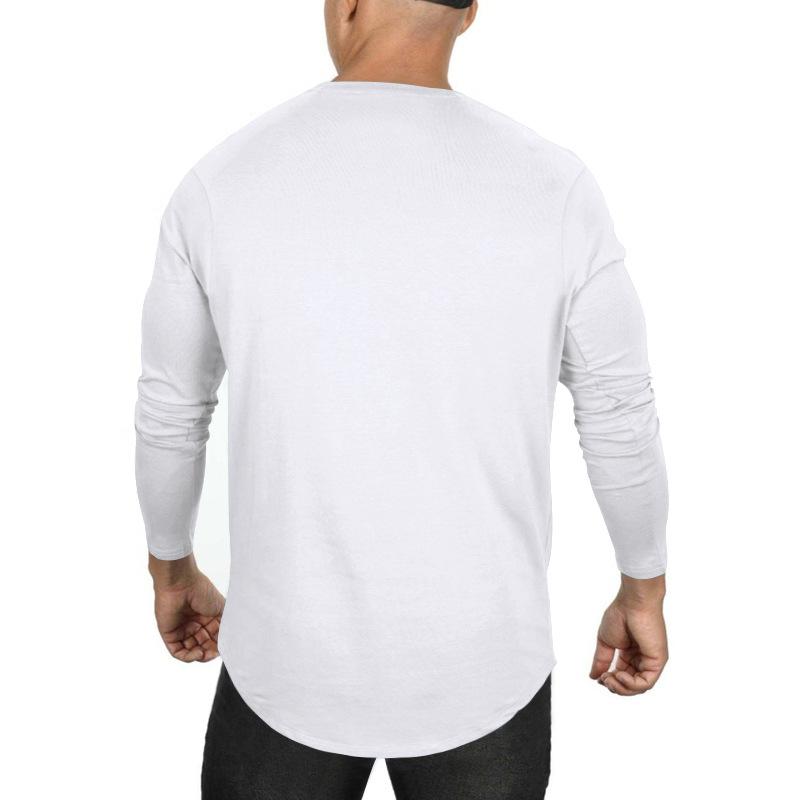 Mens Casual Solid Color Round Neck Long Sleeve T-Shirt 18939148M