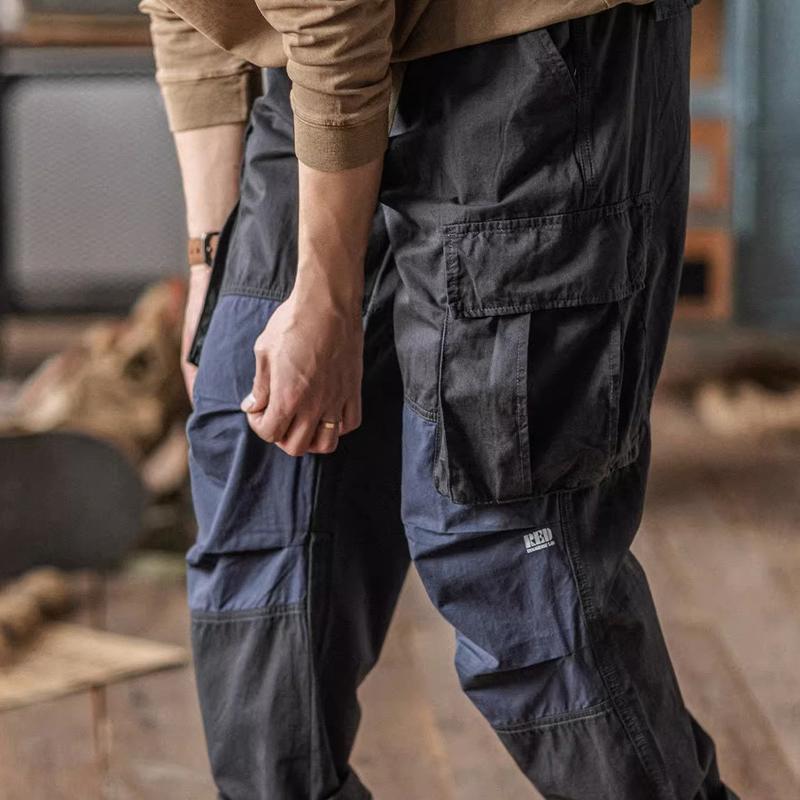 Mens Vintage Washed Cotton Pocket Loose Cargo Pants 16930849Y