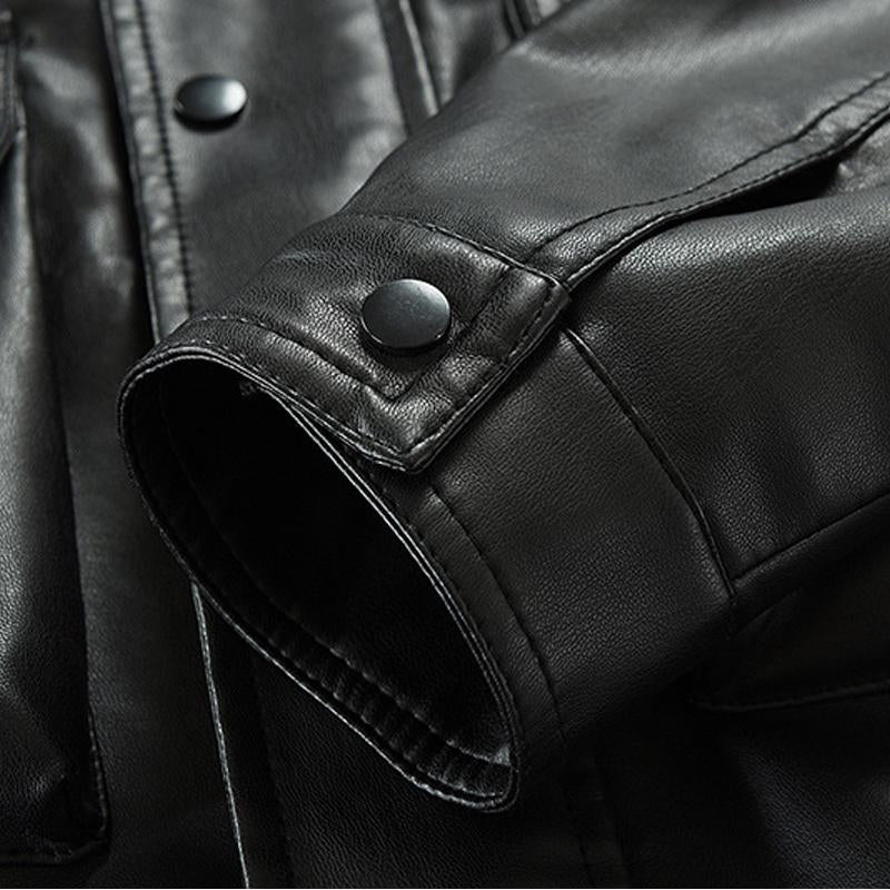 Mens Vintage Motorcycle Pocket Leather Jacket 30084640Y