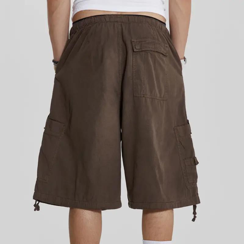 Mens Casual Multi-Pocket Elastic Waist Solid Color Sports Shorts 84679730M