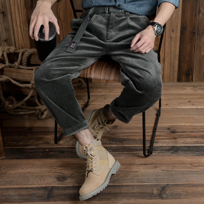 Mens Vintage Solid Corduroy Straight Pants 08949084Y