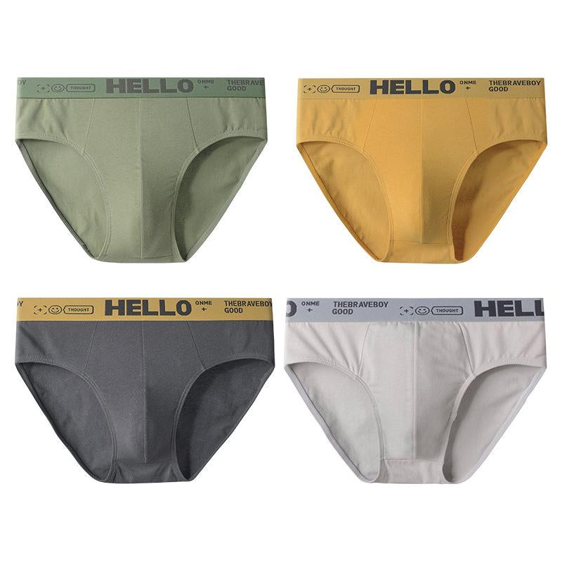 Mens Casual Cotton Breathable Comfort Letter Briefs 4 Packs 29670925M