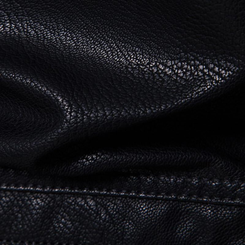 Mens Vintage Stand Collar Patchwork Slim Zipper Leather Motorcycle Jacket 50837459M