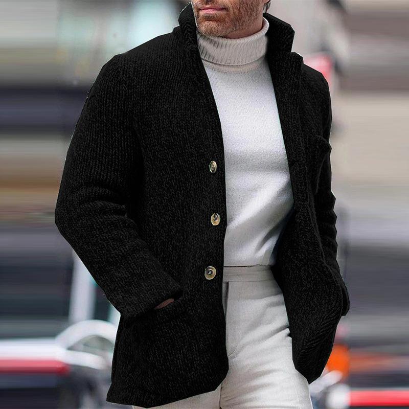 Mens Casual Stand Collar Single Breasted Pocket Knit Cardigan 01116285M