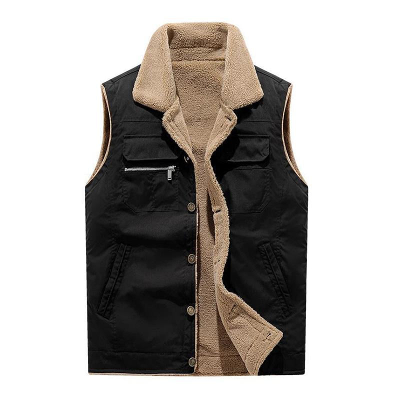 Mens Casual Sherpa Lapel Lapel Single Breasted Slim Vest 88395228M