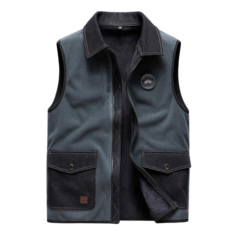Mens Outdoor Fleece Lapel Stitching Loose Vest 51883943X
