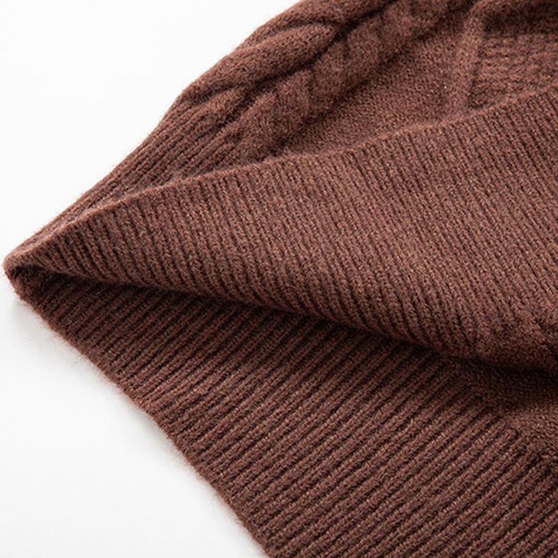 Mens Casual Lapel Single-Breasted Thickened Warm Knitted Cardigan 73185948M