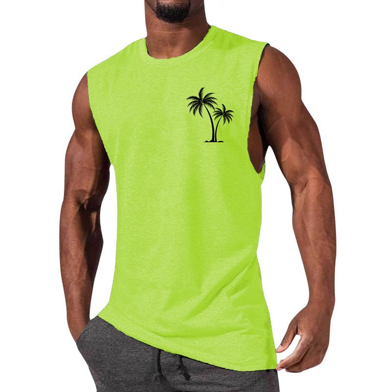 Mens Casual Sports Printed Round Neck Tank Top 12305907X