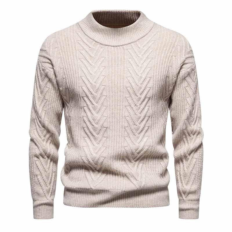 Mens Pullover Half Turtleneck Knitted Solid Color Sweater 82439282X
