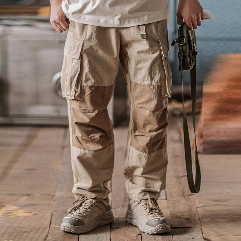 Mens Vintage Washed Cotton Pocket Loose Cargo Pants 16930849Y