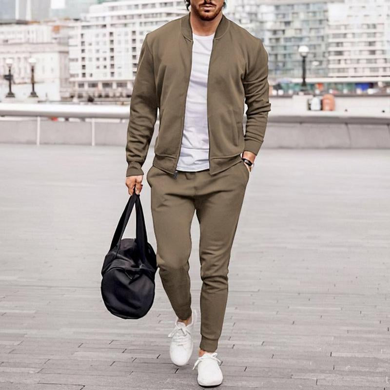 Mens Casual Printed Long Sleeve Jacket Trousers Set 50846681Y